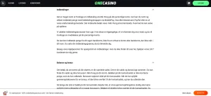 OneCasinos danske betalingsside med Visa, Mastercard, PayPal og MobilePay