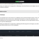 OneCasinos danske information om udbetaling og behandling af udbetalingsanmodninger